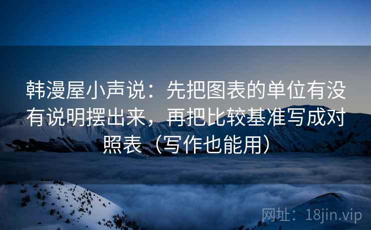 韩漫屋小声说:先把图表的单位有没有说明摆出来,再把比较基准写成对照表(写作也能用) 韩漫屋小声说:先把图表的单位有没有说明摆出来,再把比较基准写成对照表(写作也能用)