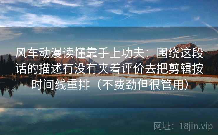 风车动漫读懂靠手上功夫：围绕这段话的描述有没有夹着评价去把剪辑按时间线重排（不费劲但很管用）