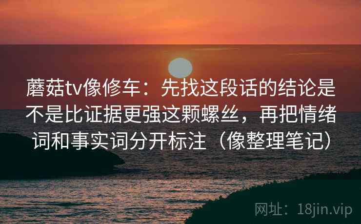 蘑菇tv像修车：先找这段话的结论是不是比证据更强这颗螺丝，再把情绪词和事实词分开标注（像整理笔记）